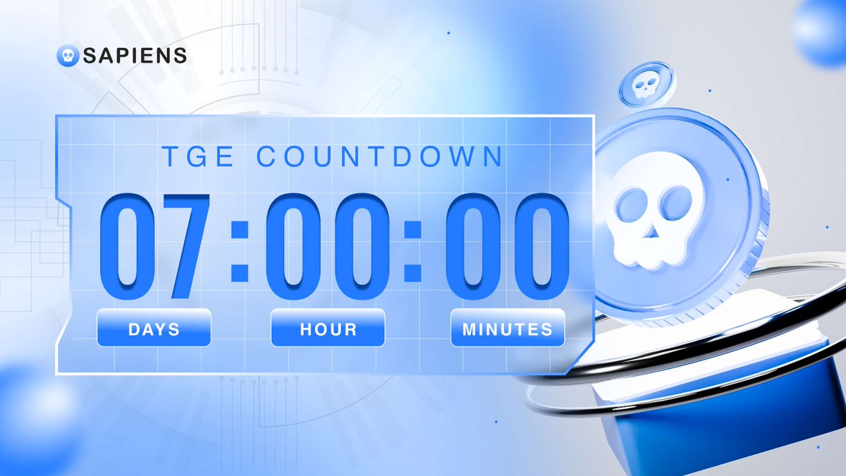 The next era of Web3 is almost here! ⏳ 

Only 7 days remain until the Sapiens AI TGE 

Get ready for a platform designed to make Web3 connections smarter and more efficient
