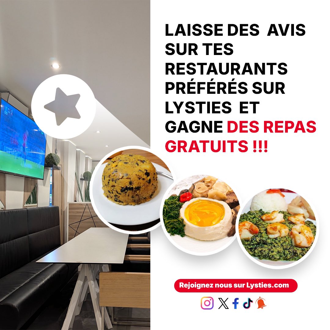 Gagnez des repas gratuits avec Lysties ! 🎉
Inscrivez-vous, partagez vos avis sur vos restaurants préférés et photos, et devenez le meilleur contributeur. 😁

Plus vous partagez, plus vous gagnez ! 🙌

Rejoignez vous aussi la communauté Lysties !😻

Lien : lysties.com