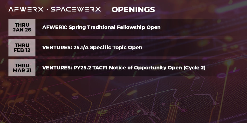 AFWERX's tweet photo. Welcome to Get Involved Monday, where we’ll outline our schedule so you can prep for an opportunity or meet with us! 

Check out what we have coming up and find details here: https://t.co/wWtqpsH0Fz

#AFWERX #SpaceWERX #GetInvolvedMonday #opportunities #funding #events #webinars https://t.co/TL1YhUKOGM