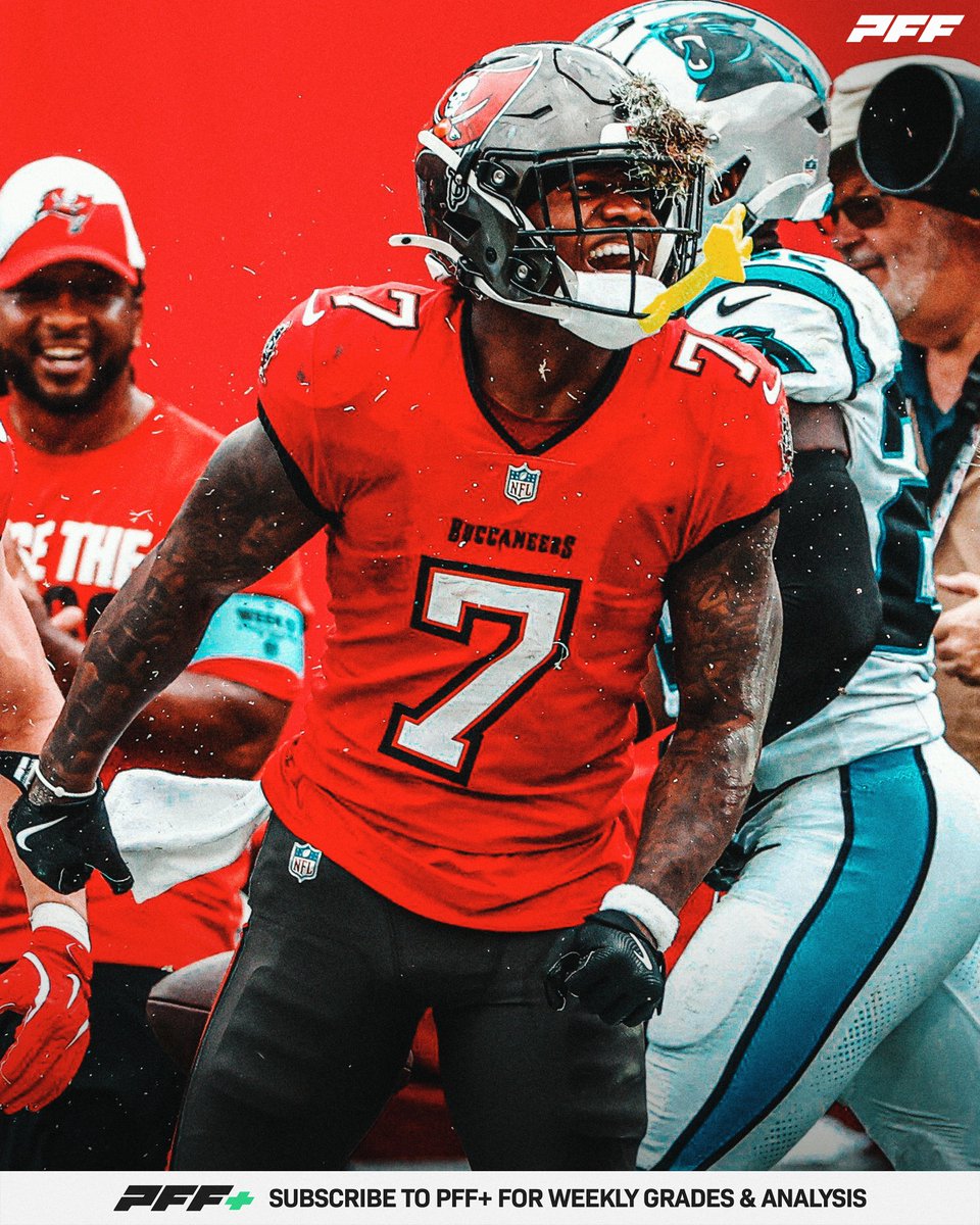 PFF_Fantasy's tweet photo. Bucky Irving put on a SHOW in his Rookie Season 😤

🏴‍☠️ 1,597 Total Yards 
🏴‍☠️ 881 Rush Yards After Contact 
🏴‍☠️ 29 Rushes of 10+ Yards
🏴‍☠️ 82 Missed Tackles Forced (RUSH + REC) 
🏴‍☠️ 9 Total Touchdowns https://t.co/fUI4SfFjJg