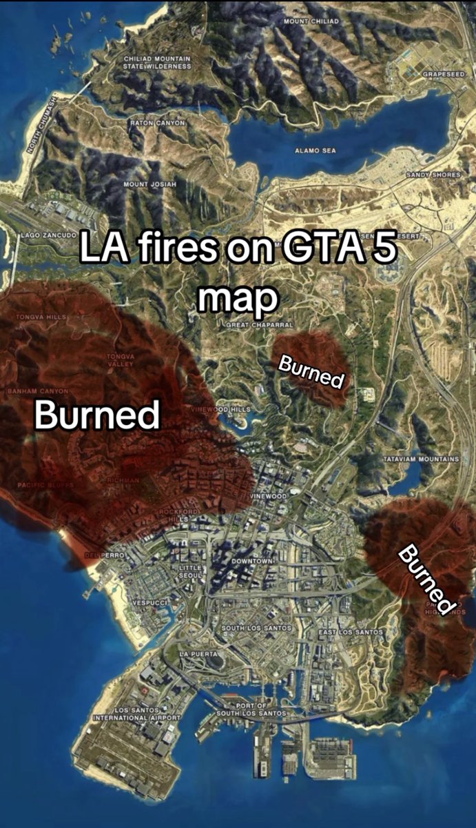 miiilato's tweet photo. LA fires on GTA 5 map https://t.co/1aYLRpzgt4