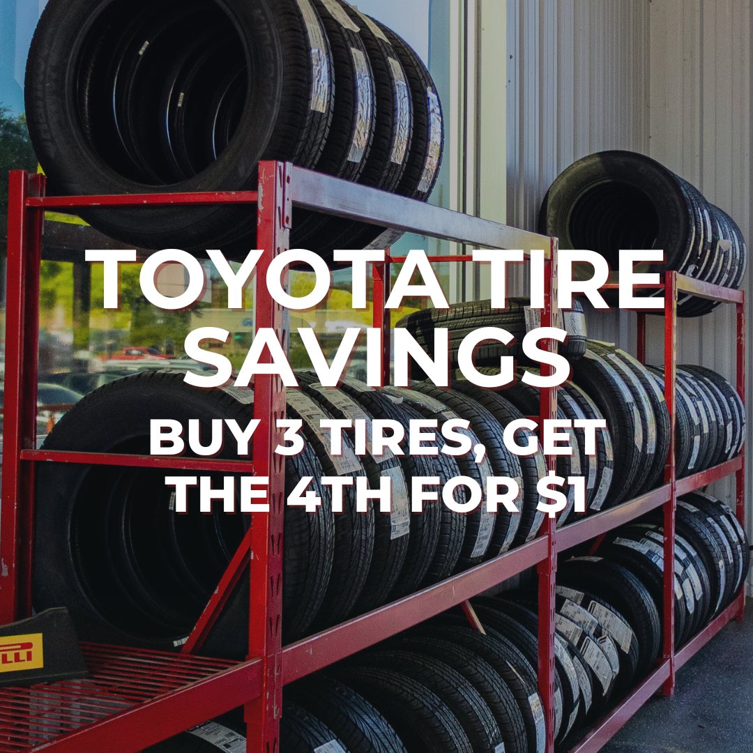 thomasvilletoyo's tweet photo. 🚗💥 Rolling into savings all month long! Don’t miss our **Tire Sales Event** at Thomasville Toyota—buy 3 tires, get the 4th for just $1! 🛞👏 It’s the perfect time to ensure your ride is road-ready. Stop by today! 

#ThomasvilleToyota #TireSale #DriveWithConfidence https://t.co/qxJ7uyNZWO
