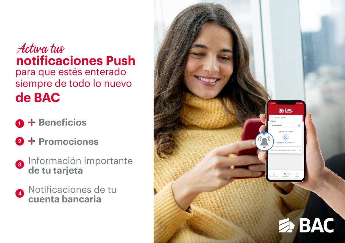 BACCredomaticSV's tweet photo. 💡 Mantente actualizado de todo lo nuevo con la ayuda de las notificaciones push.
𝗔𝗰𝘁𝗶𝘃𝗮 𝗹𝗮𝘀 𝗻𝗼𝘁𝗶𝗳𝗶𝗰𝗮𝗰𝗶𝗼𝗻𝗲𝘀 𝗽𝘂𝘀𝗵 𝗱𝗲 𝗻𝘂𝗲𝘀𝘁𝗿𝗮 𝗮𝗽𝗽 𝗱𝗲 𝗕𝗮𝗻𝗰𝗮 𝗠𝗼́𝘃𝗶𝗹 📲 para que estes al tanto de las últimas novedades y promociones. 💰
#BACInnova https://t.co/ITv5DTePie