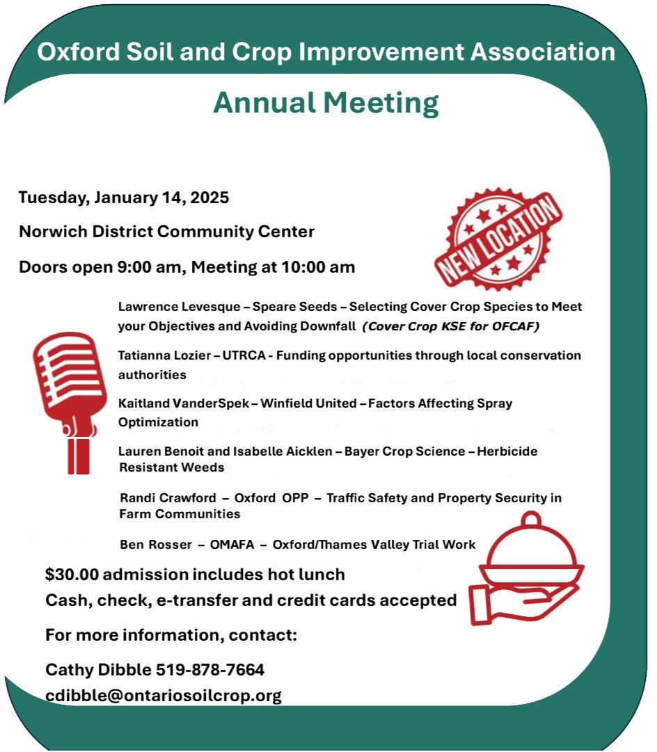 Oxford Soil and Crop AGM Tuesday in Norwich. See you there!