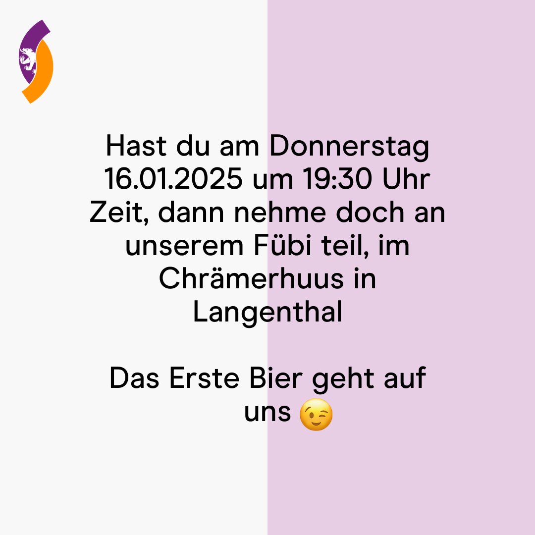 Unser erstes #AbDurchDieMitte-Fübi steht an! Wir treffen uns am Donnerstag, 16. Januar im Chrämerhuus in Langenthal. Melde dich mit dem Link in der Bio an, wir freuen uns zusammen mit der JM EO auf einen gemütlichen Abend in Langenthal!
#Fübi #DieJungeMitteBern #diejungemitteeo