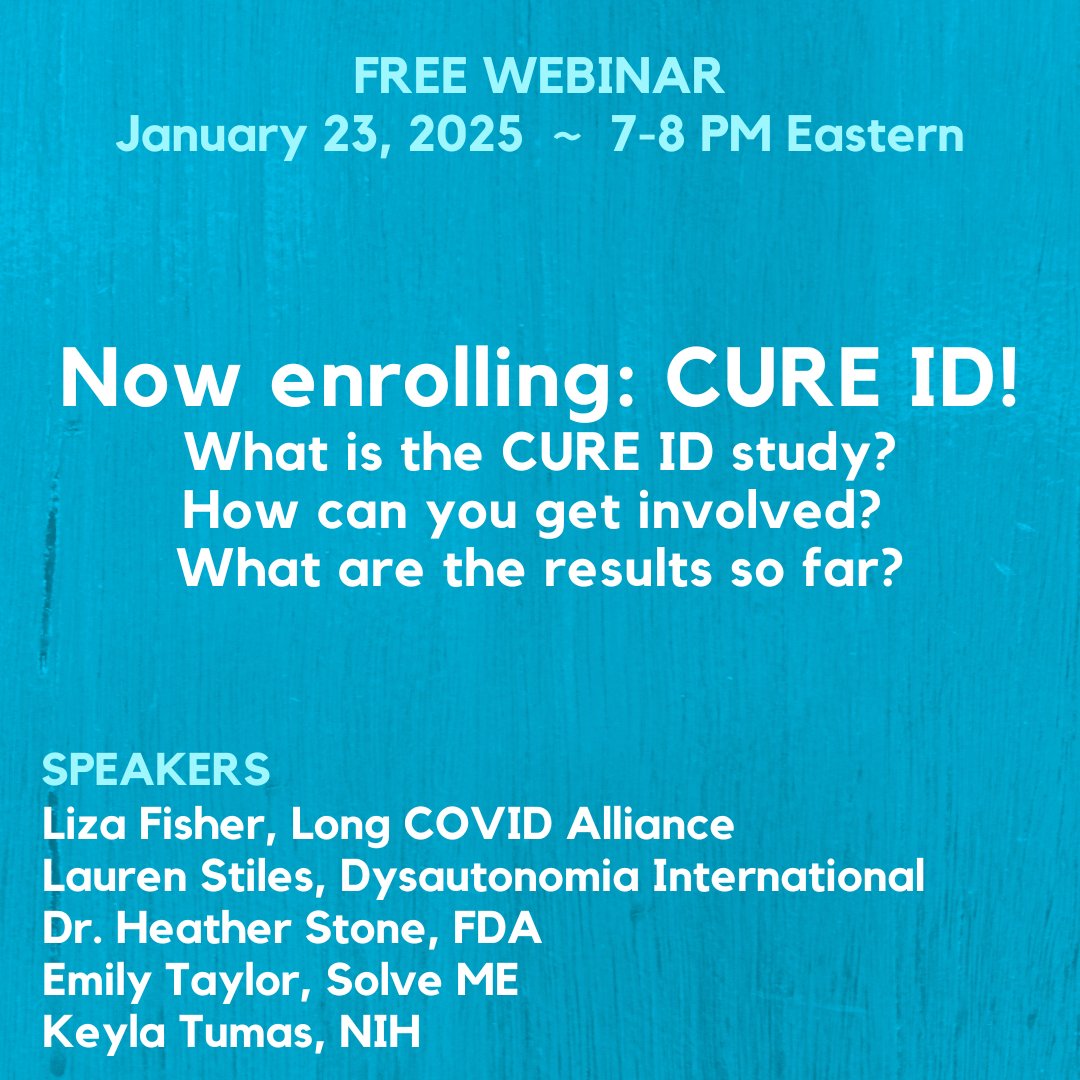 Dysautonomia's tweet photo. Did your existing chronic health issues get worse after a COVID infection, or did you develop new onset #LongCOVID? Tune in to our free webinar on January 23rd to learn how you can get involved in the CURE ID study to help find more effective treatments! https://t.co/jUF4qkHI7Y https://t.co/5C7oQSE2zf