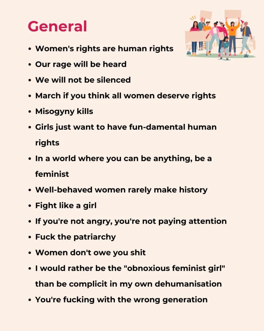UKWMlondon's tweet photo. You asked, we listened!✨️ Here is your ultimate sign inspiration guide pt. 1 🪧🎉 

We hope this helps 😊 We are excited to see you and your creative signs there! Let's march 🙌🪧📢

#ReproductiveRights #TransRights #UKWomensMarchLondon #UKWomensMarch #UKWM #UKWomensMarchLdn https://t.co/SXuHu4WmHj