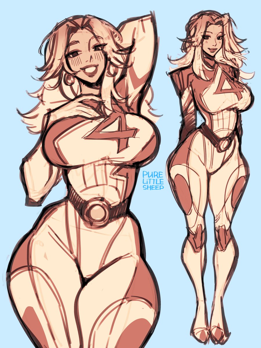 Just a sketch

I tried to draw Susan Storm (Invisible Woman) 
I really like her outfit from Marvel Rivals