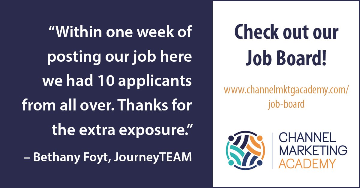 Publish your job listing for a Marketing related position in the #ERP / #CRM industry on the Channel Marketing Academy website. We will display the listing online for 30 days and do our best to promote it for you!

Find out more and post here: bit.ly/3N3JfjS