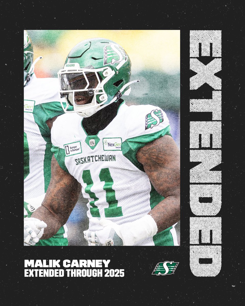CFL's tweet photo. SCOOP IS STICKING AROUND! 

The Saskatchewan Roughriders have signed DL Malik Carney to a contract extension.

🗞️: https://t.co/3Dc91Ggowh

#CFL https://t.co/u0HcH9Dj4F