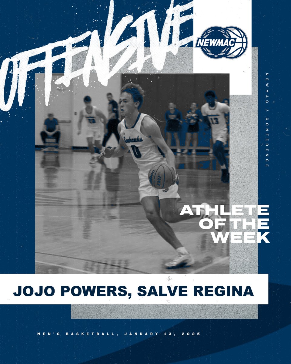 MEN'S BASKETBALL 🏀
OFFENSIVE ATHLETE OF THE WEEK

<a href="/SalveAthletics/">Salve Regina Sports</a> Jojo Powers powered Salve Regina to a 2-0 week, averaging 24.5 points, 5.0 assists and 3.5 steals per game. 

ow.ly/zjGQ50UFqcZ

#GoNEWMAC // #WhyD3