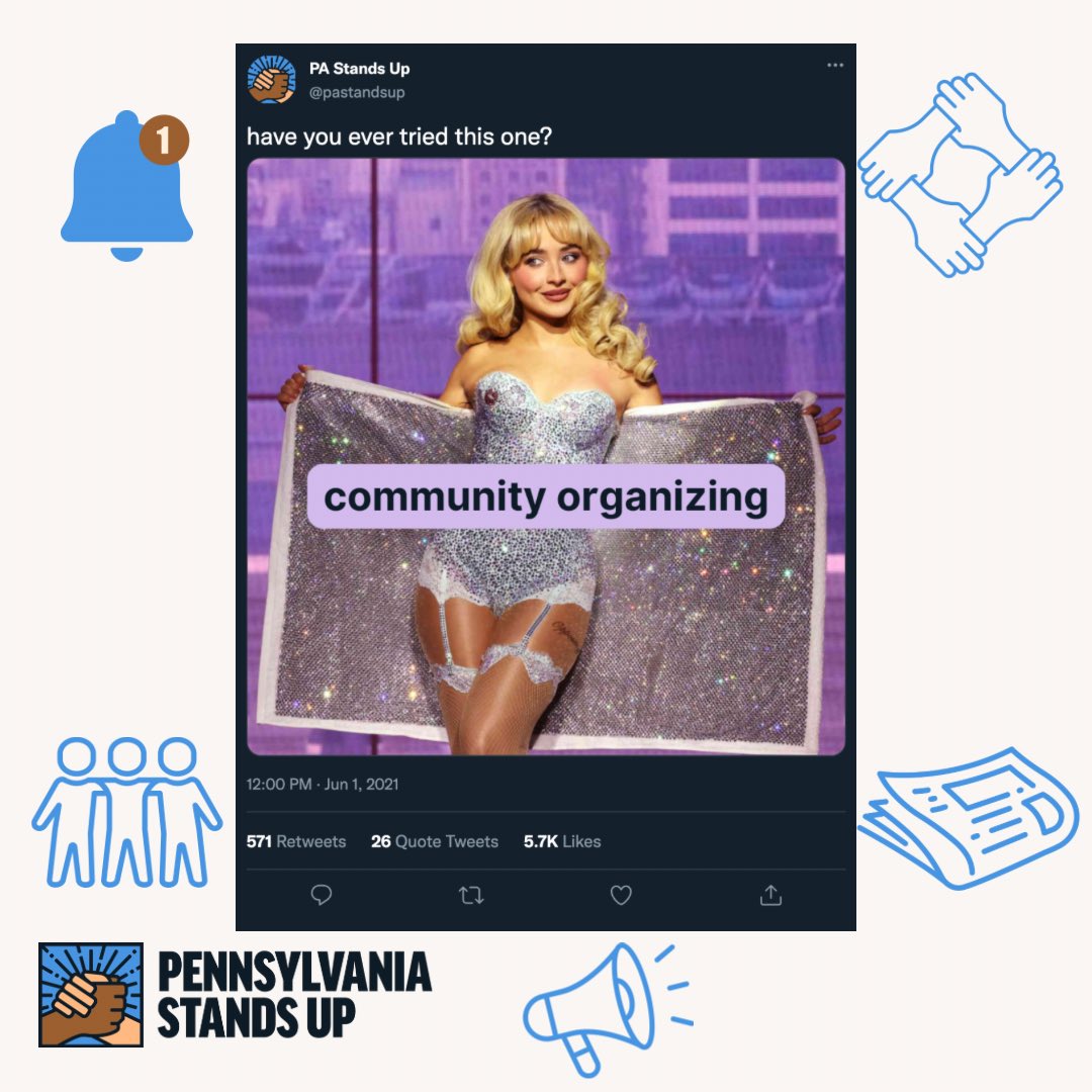 PAStandsUp's tweet photo. Have you ever tried this one? We’re organizing to build stronger communities together. Join us for an upcoming event & a mass meeting! Sign up at https://t.co/uECJGSaOEb 💙🧡
#PAStandsUp #JoinTheMovementPA #StandUpForPA https://t.co/lZRRRUgK26