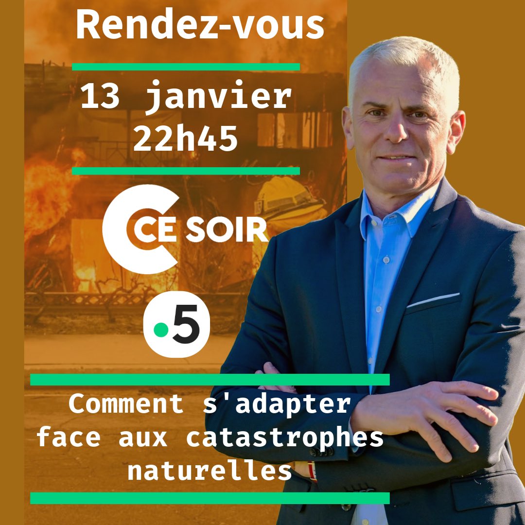 GregoryAllione's tweet photo. Rendez-vous ce soir dans @Ccesoir à 22h45 pour évoquer nos enjeux d’adaptation et de moyens face aux catastrophes naturelles qui s’enchaînent partout à travers le monde.
#France5 #LosAngelesFire https://t.co/1jWDfLJhL9