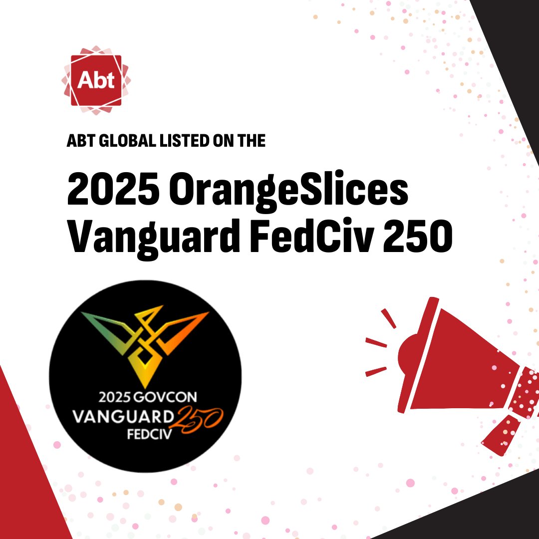 Abt Global (@abtglobalimpact) on Twitter photo Honored to be part of the 2025 GovCon <a href="/OrangeslicesAI/">OrangeSlices.ai</a> Vanguard FedCiv 250!
🚀 As tech & federal priorities evolve, we remain committed to innovate.
✨ Our team, partners & clients have made this possible: go.abtglobal.com/3DQALNm Honored to be part of the 2025 GovCon <a href="/OrangeslicesAI/">OrangeSlices.ai</a> Vanguard FedCiv 250!
🚀 As tech & federal priorities evolve, we remain committed to innovate.
✨ Our team, partners & clients have made this possible: go.abtglobal.com/3DQALNm