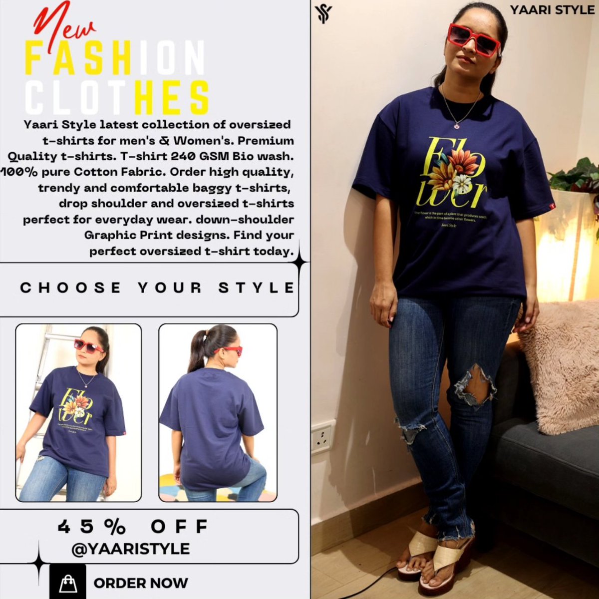 YaariStyle's tweet photo. Printed Oversized Round Neck T-shirt for Men &amp; Women.All sizes available Color :- White.  Black. Lavender. Navy Blue. Royal Blue .... https://t.co/fIp2HBDt4e