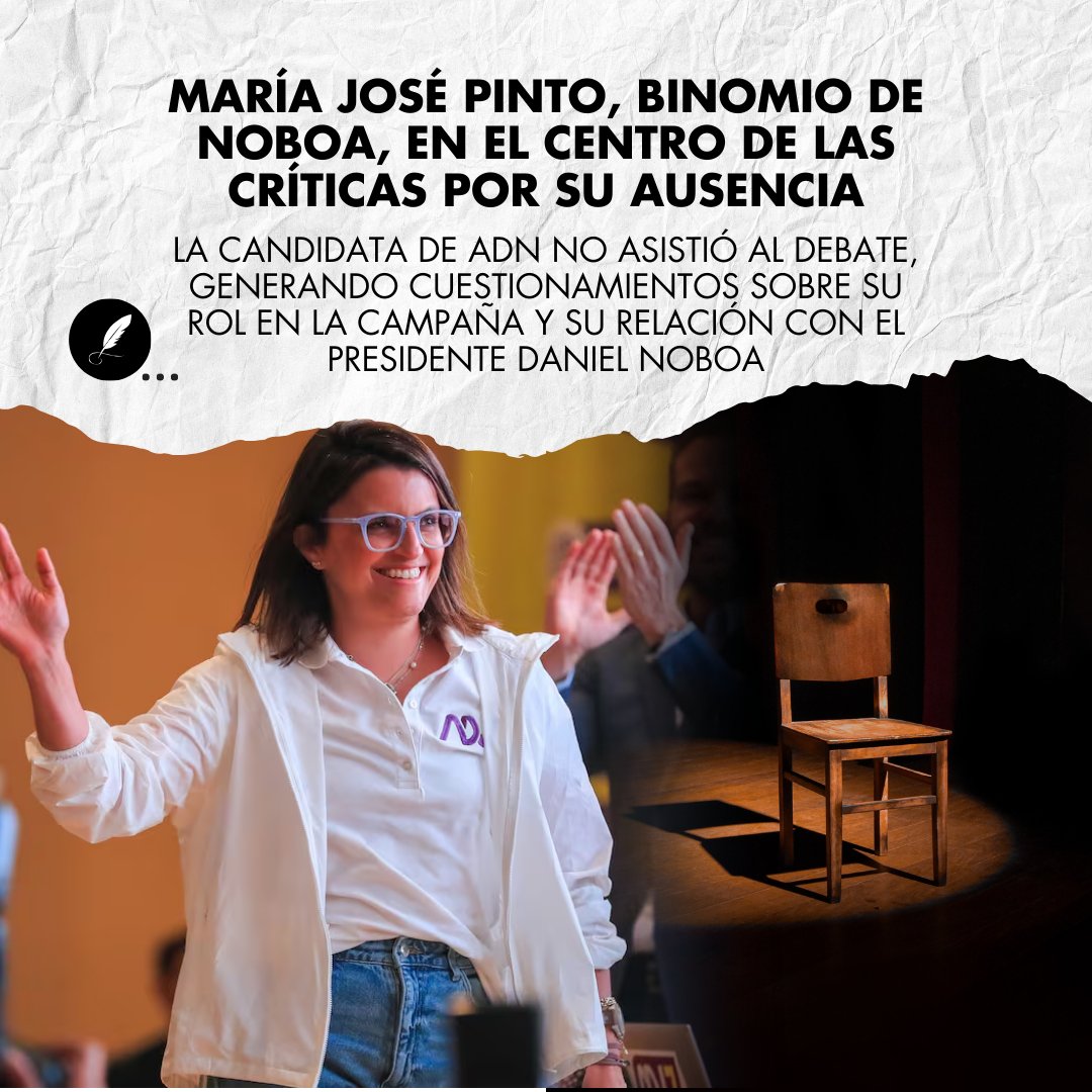 La ausencia de María José Pinto, candidata a la Vicepresidencia por ADN y compañera de fórmula del presidente Daniel Noboa, marcó el debate vicepresidencial realizado este domingo 12 de enero de 2025 en Guayaquil. Aunque 14 de los 16 aspirantes participaron, las críticas se