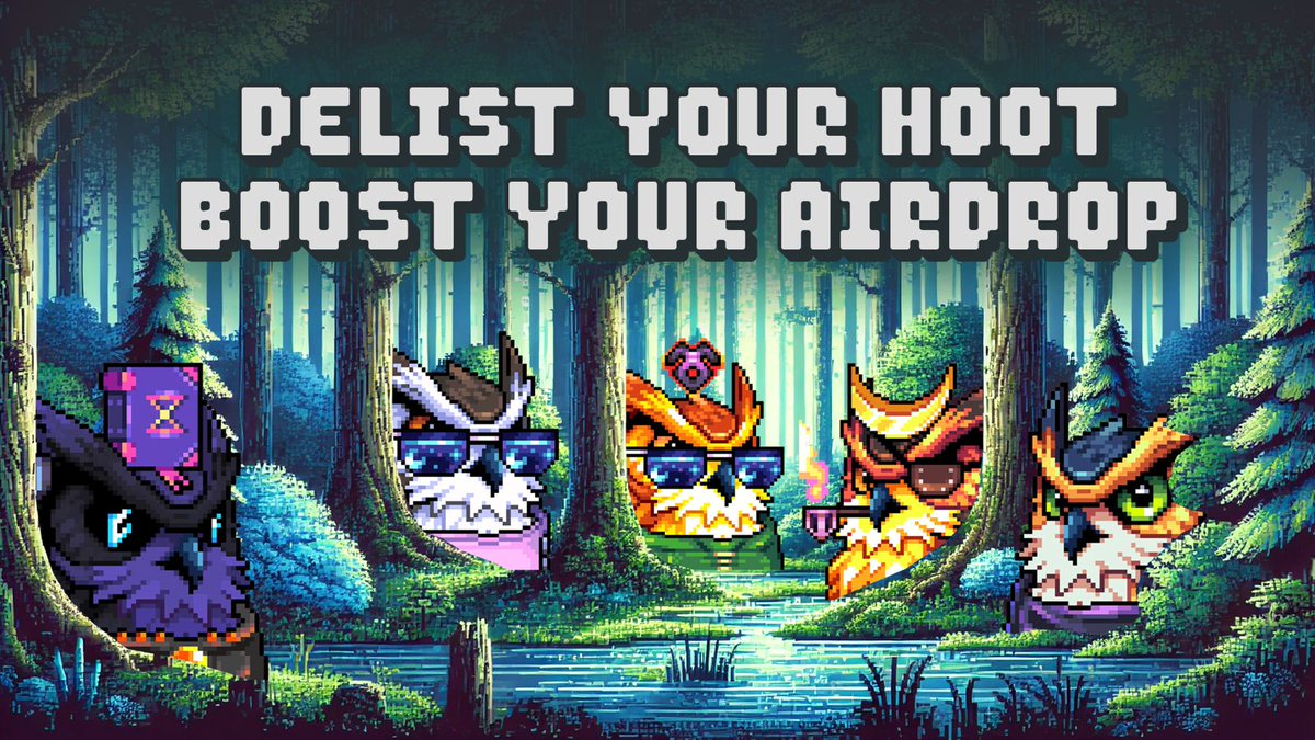 noonesees_'s tweet photo. Delist Your hOOt & Boost Your Airdrop🦉

hOOters thrive on unity, moving as one and building together. We believe in teamwork.

That’s why we’re launching a Delist Campaign to bring us together on a shared mission. This will show, both to ourselves and to you, that we can stand as one block and move forward together.

Starting today, a series of snapshots will be taken leading up to the airdrop! First one was taken 10 mins ago.

How it works:

🦉Delist your hOOts from secondary.
🦉Snapshots will be taken in random intervals.
🦉The more days you’ve delisted, the higher your multiplier for the $HOOT airdrop!

Current listings are at 663, 12%.

This is the only message on the matter.

Stay tuned, and remember… the owls are watching!👀

NoOneSees