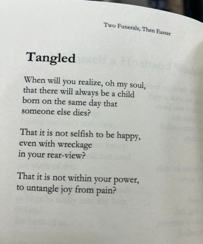 Poem from my collection “Two Funerals, Then Easter”