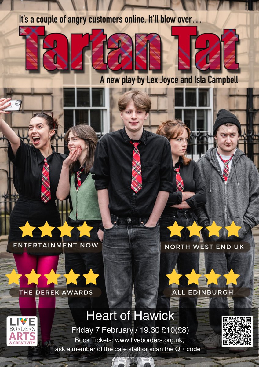 HeartofHawick's tweet photo. Our first live theatre event of '25 is coming soon 🎭   Following a sell-out run at the Edinburgh Fringe and a stack of great reviews, we're delighted to welcome
Shark Bait Theatre back with their new play.  Show your support and book your £10 ticket now! https://t.co/9GwoIiG1qp https://t.co/FnpOk4S4f6