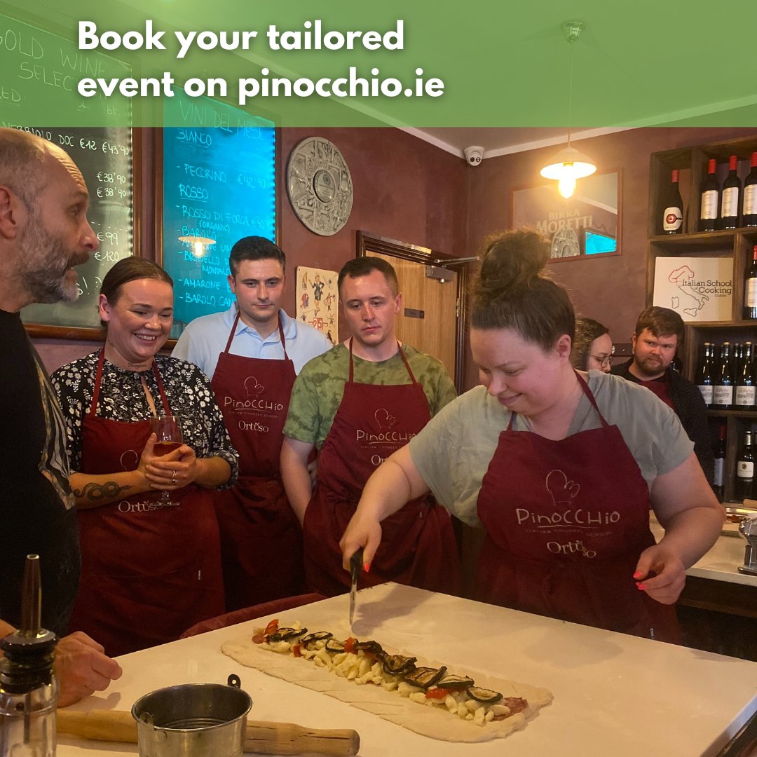 flavourofitaly's tweet image. Wait no more! This is the most loved group activity 😍
Come to Pinocchio #CookerySchool with your team or friends for a fantastic evening #cooking 👨‍🍳, eating 😋 and having #fun together 😄... discover more 👉 pinocchio.ie/home/corporate…
📧 info@flavourofitaly.net
☎️ 01 460 8800