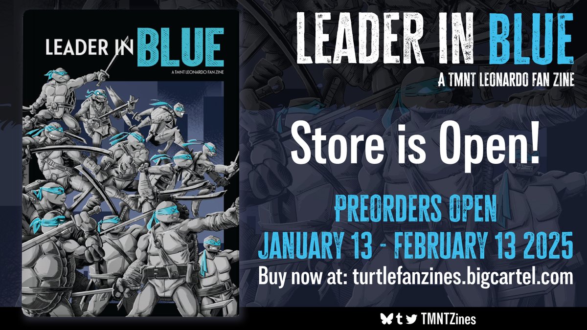 TMNTZines's tweet photo. ATTENTION ALL NINJAS!⚔️

PREORDERS FOR LEADER IN BLUE: A #TMNT LEONARDO ZINE ARE NOW OPEN!

Check out our boyscout in blue, the one and only fearless leader goodies below! https://t.co/asgPMQqMGo