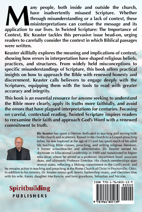Spiritbuilding's tweet photo. NEW RELEASE BY SPIRITBUILDING!

We're excited to release Ric Keaster's long-awaited TWISTED SCRIPTURE: THE IMPORTANCE of CONTEXT. Print copies will be available around January 31 -- you can pick up the PDF today for $6.99.

If you'd like to preorder the book at a discounted price -- order here: https://t.co/zzOTuoCgJt 

We will have several more releases coming out between now and the end of the month. Stay tuned!