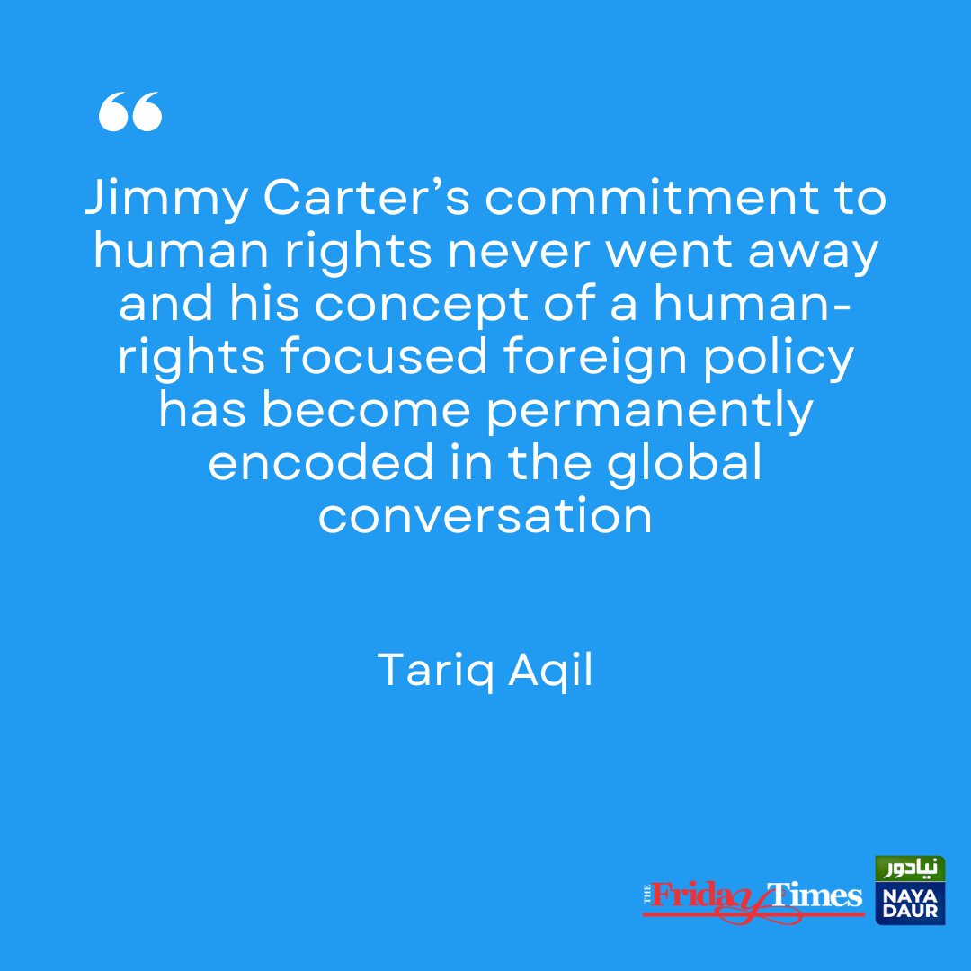 TFT_'s tweet image. Jimmy Carter, 39th U.S. President, championed human rights, brokered the 1978 Camp David Accord, normalised U.S.-China ties, and earned global acclaim for post-presidency peacekeeping.
By @tariqaqil17 
👇
thefridaytimes.com/13-Jan-2025/pr…

#JimmyCarter #HumanRights #NobelPeacePrize #legacy