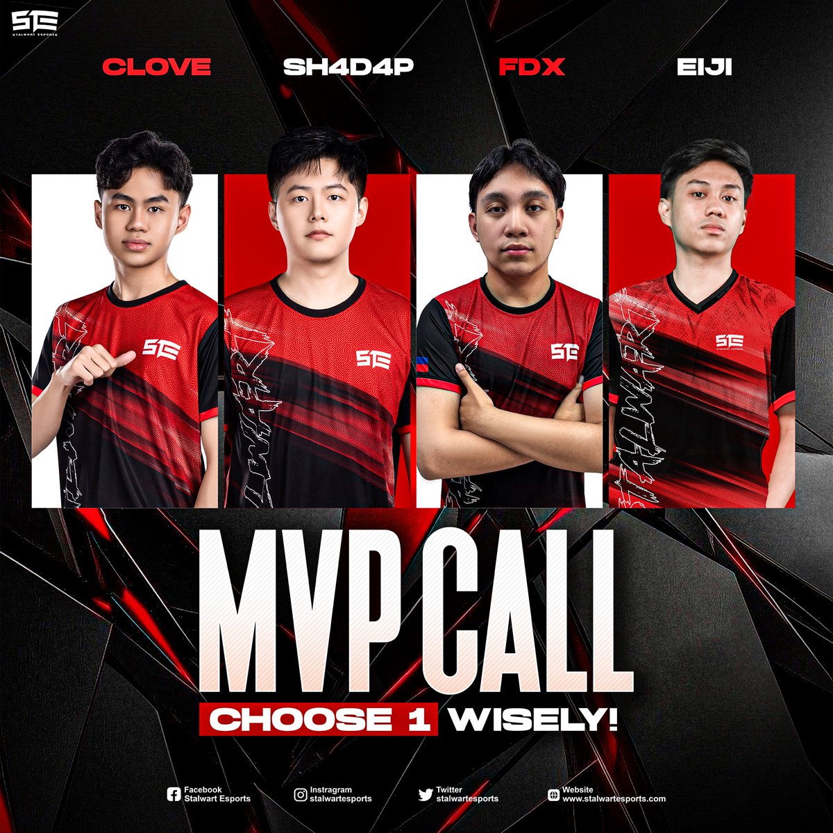 Who’s your MVP? 🌟 
Cast your vote now and let us know who stands out! 😉

#WeAreStalwart | #Stalwart | #CODM