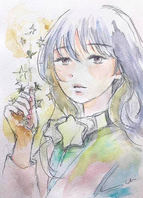 『ホワイトノイズ』#水彩画 #絵画 #イラスト#watercolor 