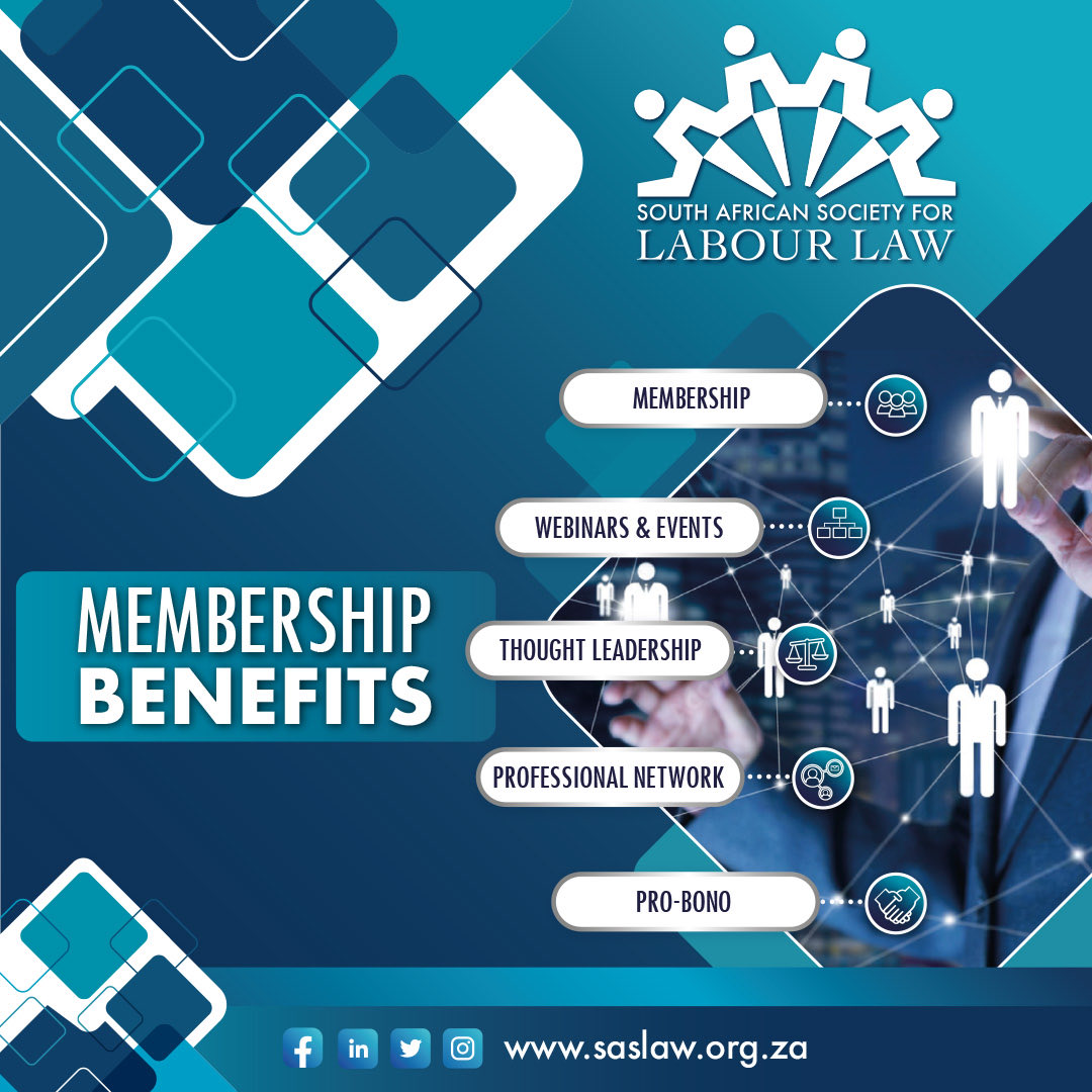 SASLAW0's tweet photo. SASLAW Membership 2025
 
Are you a SASLAW Member? Apply now and access member benefits!
Expand your professional network to a community of over 20 000 labour law professionals across our platforms. https://t.co/YtzGSIjlcY