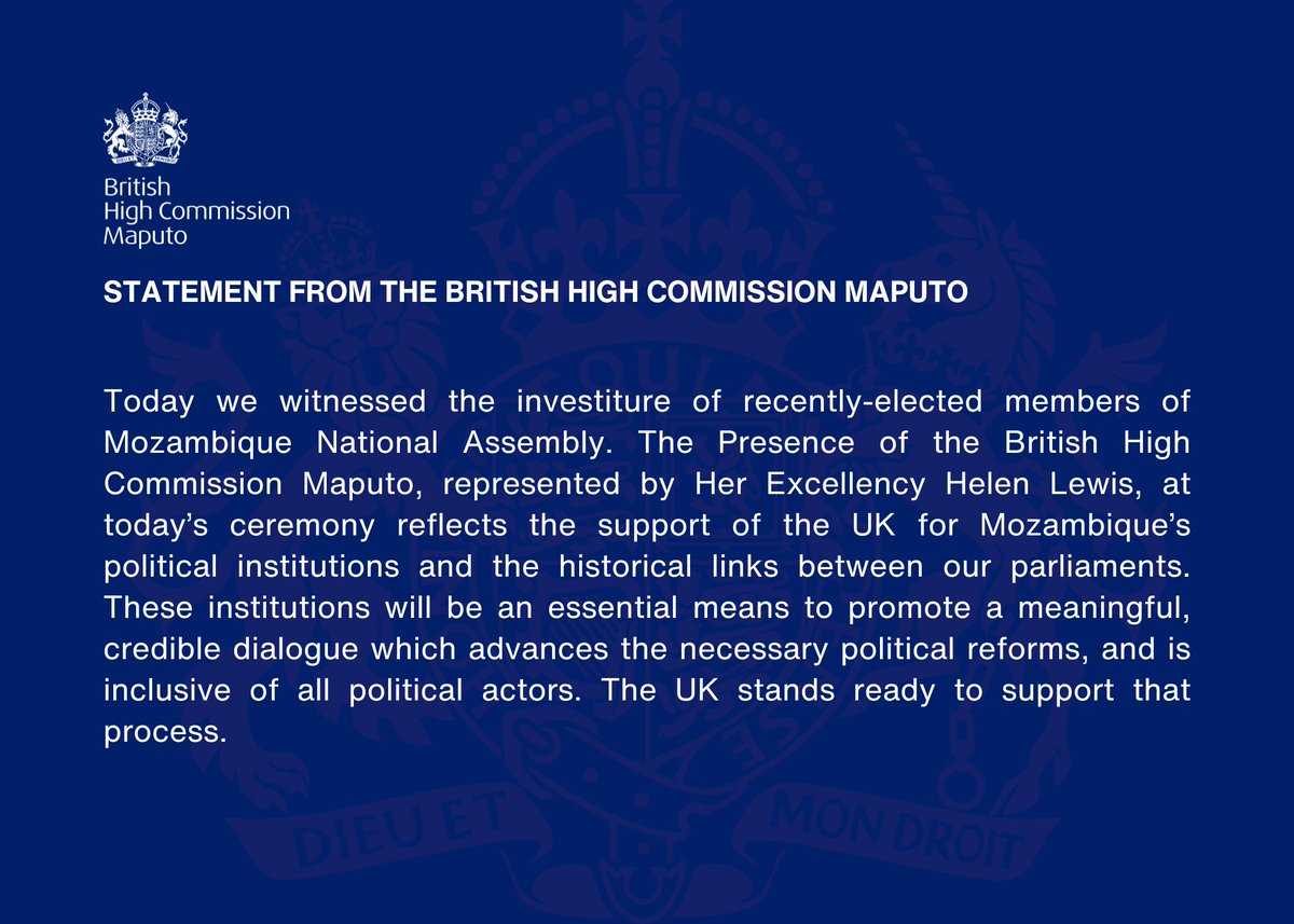 UKinMozambique's tweet photo. Statement from the British High Commission | 13.01.2024 https://t.co/lleO5WqwY1