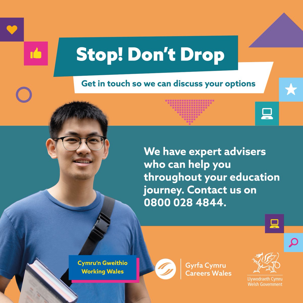 CareersWales's tweet photo. Supporting your pupils through the early stages of sixth form or college can make all the difference.
If your students are reconsidering their paths, Careers Wales can help 😊
For more information visit: https://t.co/iR0pV5y3vj
#StopDontDrop https://t.co/qYiE7JMOaC