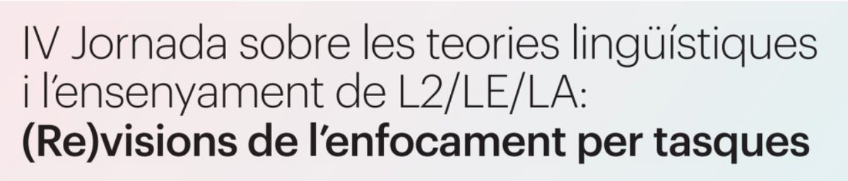 UOC Arts Humanitats (@uocartshum) on Twitter photo 📢 31/01 | IV Jornada sobre les teories lingüístiques i l'ensenyament de L2/LE/LA: (Re)visions de l'enfocament per tasques.
👉 <a href="/aresllop/">Ares Llop Naya</a>, professora de <a href="/UOCartshum/">UOC Arts Humanitats</a>, participa com a coorganitzadora de la jornada.
🕞 15:30h
💻 En línia
✍️ Inscripcions: jornadacle.wordpress.com 📢 31/01 | IV Jornada sobre les teories lingüístiques i l'ensenyament de L2/LE/LA: (Re)visions de l'enfocament per tasques.
👉 <a href="/aresllop/">Ares Llop Naya</a>, professora de <a href="/UOCartshum/">UOC Arts Humanitats</a>, participa com a coorganitzadora de la jornada.
🕞 15:30h
💻 En línia
✍️ Inscripcions: jornadacle.wordpress.com