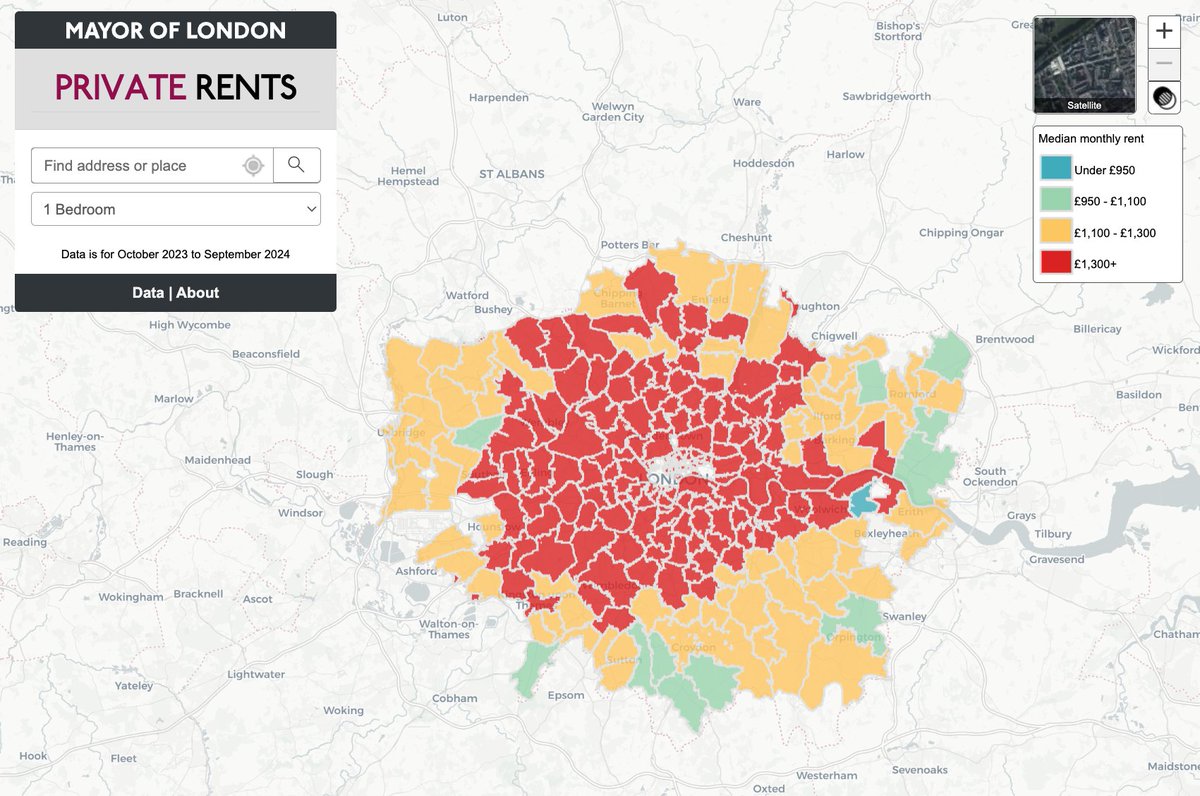 Great map of London rents from the GLA. Unfortunately high rents have spread so far that it may be time to re-do the scale: