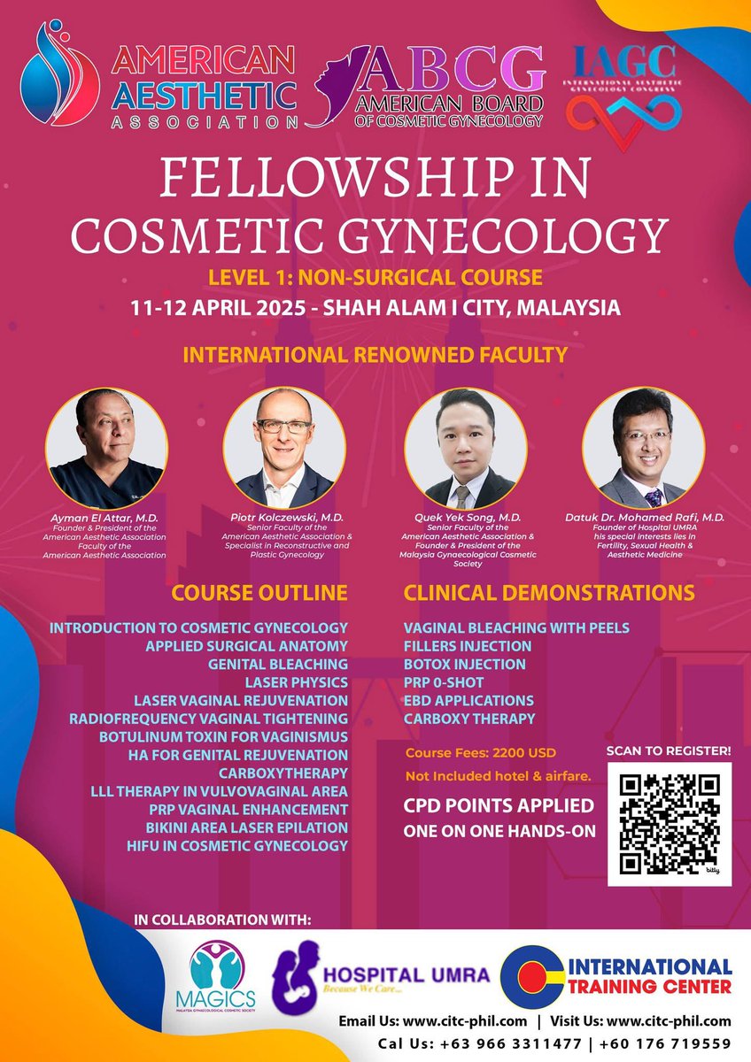 citcphilippines's tweet photo. 📣 EARLY BIRD DISCOUNT EXTENDED UNTIL 31 JANUARY 2025
📣 Enroll Now for a Fully Packed 4-Days

Fellowship in Cosmetic Gynecology Course 
Non-Surgical &amp; Surgical Training Course Programs

✅ LATEST TRENDS IN AESTHETIC GYNECOLOGY
✅ PIONEER IN AESTHETIC GYNECOLOGY https://t.co/HabFDWI9Wa