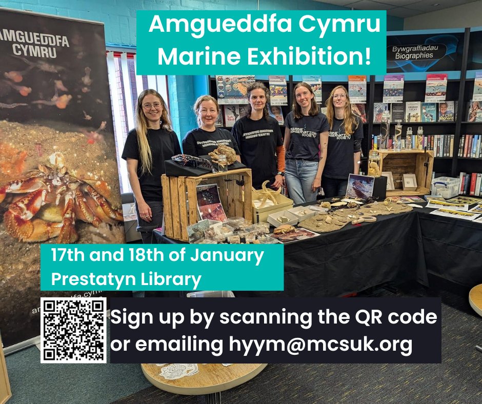 We are so lucky to be welcoming <a href="/AmgueddfaCymru/">Amgueddfa Cymru | Museum Wales</a> to Prestatyn Library this weekend! Join us this Friday the 17th (10am-5pm) and Saturday the 18th (10am-12pm) for this exhibition of marine life found in North Wales. Sign up via Eventbrite!