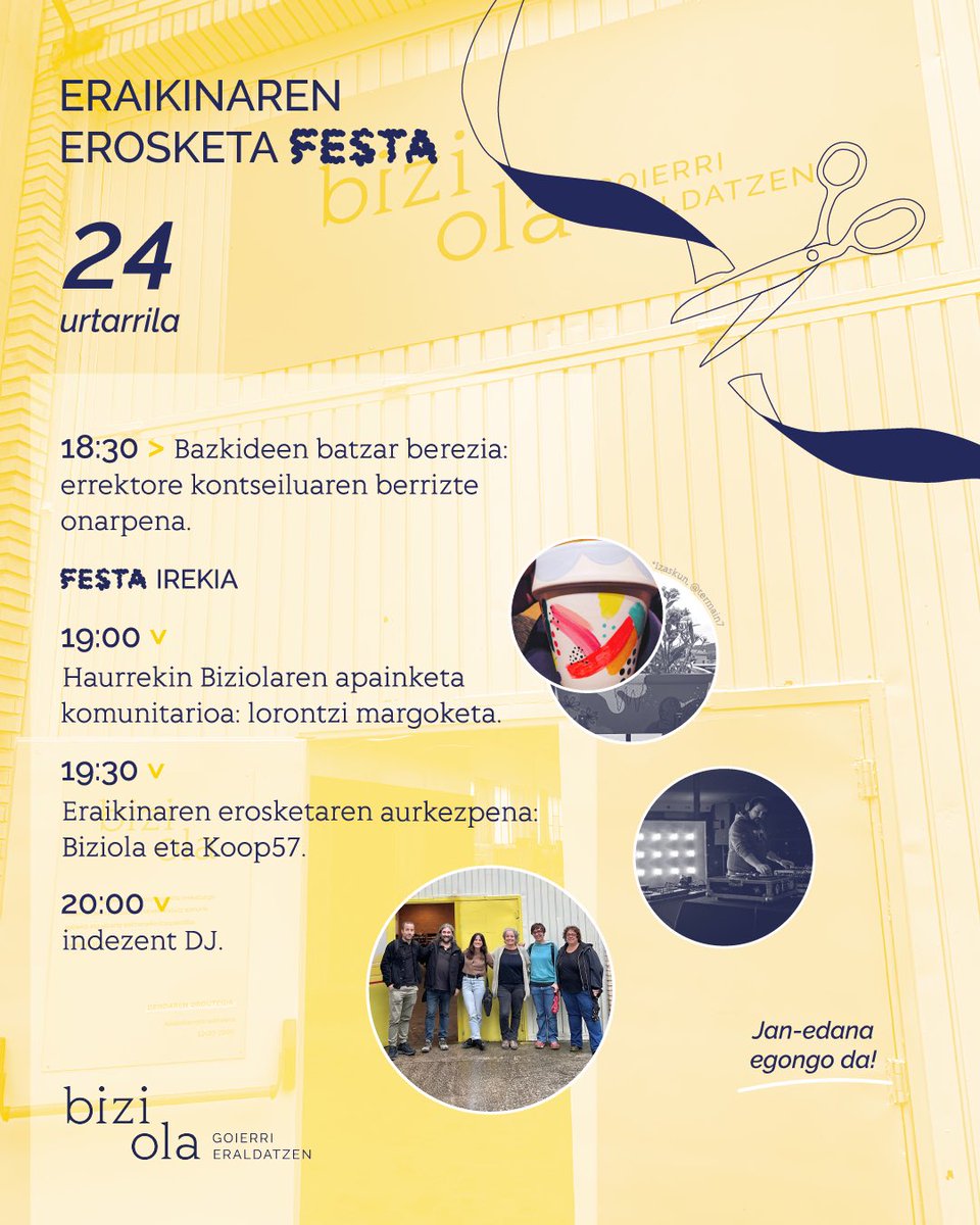 Aurreko urte amaieran eraikina eskuratu genuen!Bai, gurea da, gu denona!

Berealdiko erronkarako atea zabaldu zaigu, eta elkarrekin Goierri burujabe, iraunkor eta orekatu bat lortuko dugu auzolanean, komunitatean.

Eta nola ez, hau ospatu beharra dago!
labur.eus/izeneman