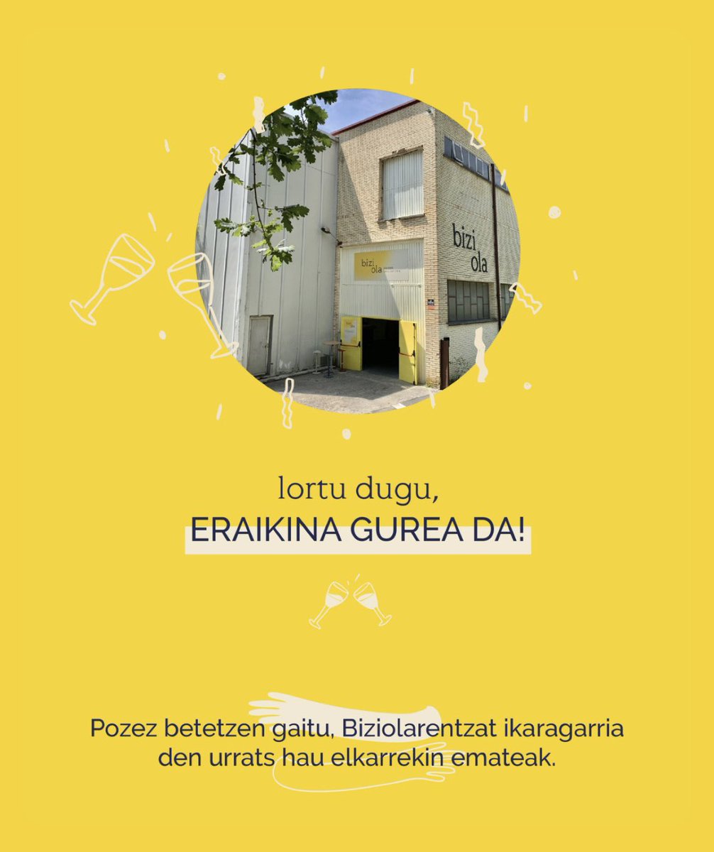 BiziolaSarea's tweet photo. Aurreko urte amaieran eraikina eskuratu genuen!Bai, gurea da, gu denona!

Berealdiko erronkarako atea zabaldu zaigu, eta elkarrekin Goierri burujabe, iraunkor eta orekatu bat lortuko dugu auzolanean, komunitatean.

Eta nola ez, hau ospatu beharra dago!
https://t.co/BN16ejpYJn https://t.co/I3JFQYpQon