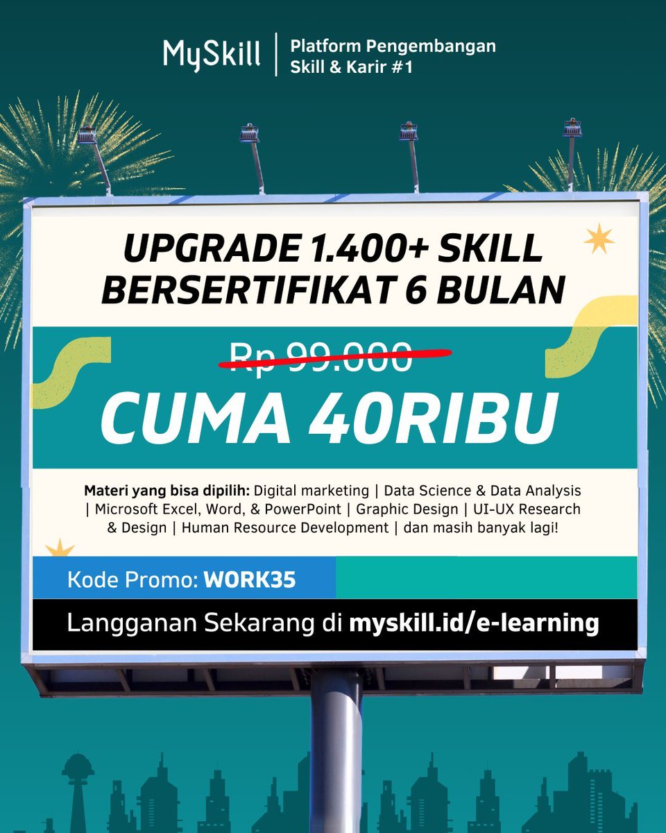 worksfess's tweet photo. Mau upgrade skill di 2025? 🚀
Kenapa nggak mulai dari sekarang bareng MySkill?
🎓 eLearning &amp; Bootcamp mulai dari 40K aja!
Tingkatkan kompetensi biar makin siap raih karier impian.
🎯 Yuk, cek info lengkap &amp; daftar sebelum slot penuh! https://t.co/fxs4VAGcHO