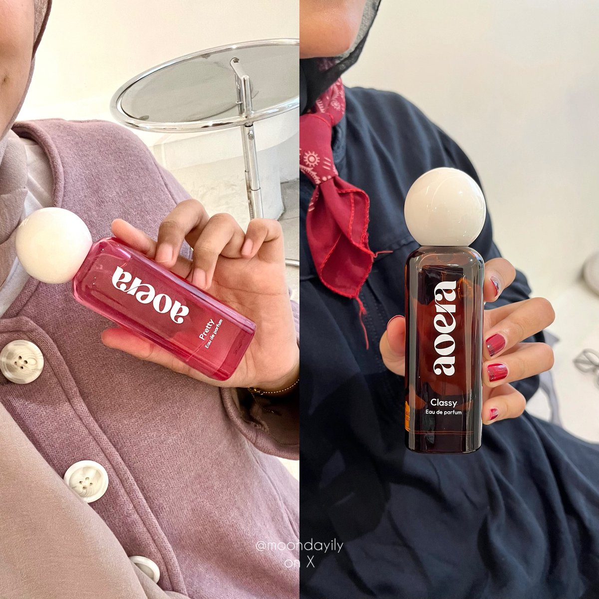GEMAS SEKALI KONSEPNYA!! 🩷
dari packaging boxnya langsung ketauan kalo parfumnya punya aroma yang bertolak belakang😍

parfum aoera x Alma Tando ini terinspirasi dari before and after married nya ka Alma 👰🏻‍♀️

pretty🌸 vs classy💍