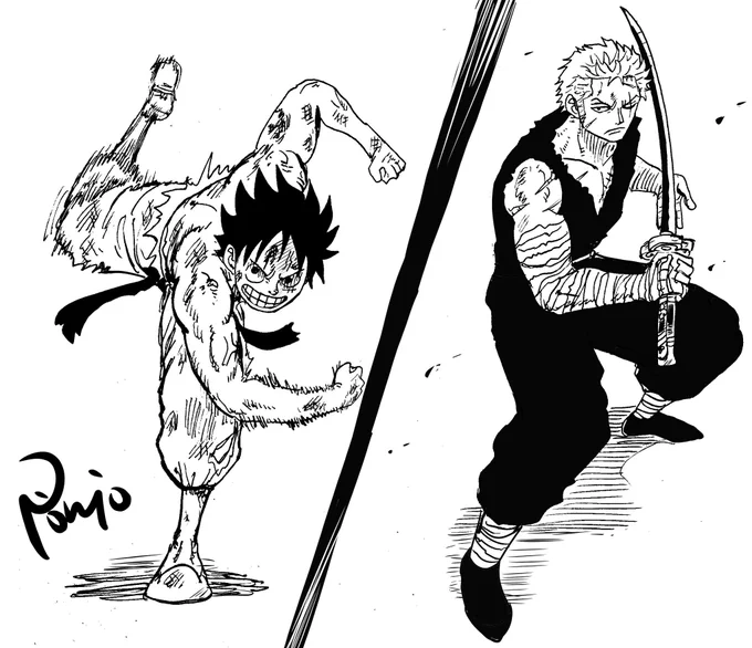 幽助ルフィ&飛影ゾロ
#ONEPIECE #幽遊白書 