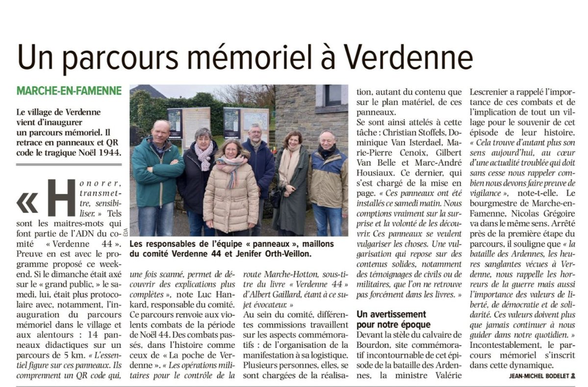 "Honor, Transmit, Raise Awareness" is DNA of #BattleoftheBulge memorial committee, #Verdenne, #France Honored to inaugurate memorial hike following footsteps of soldiers, resistance fighters, civilians. @VilledeMarche <a href="/BelgiumintheUSA/">Belgium in the USA</a> <a href="/WWIImuseum/">National WWII Museum</a> <a href="/postlocal/">Post Local</a> <a href="/TIME/">TIME</a> <a href="/washingtonpost/">The Washington Post</a>