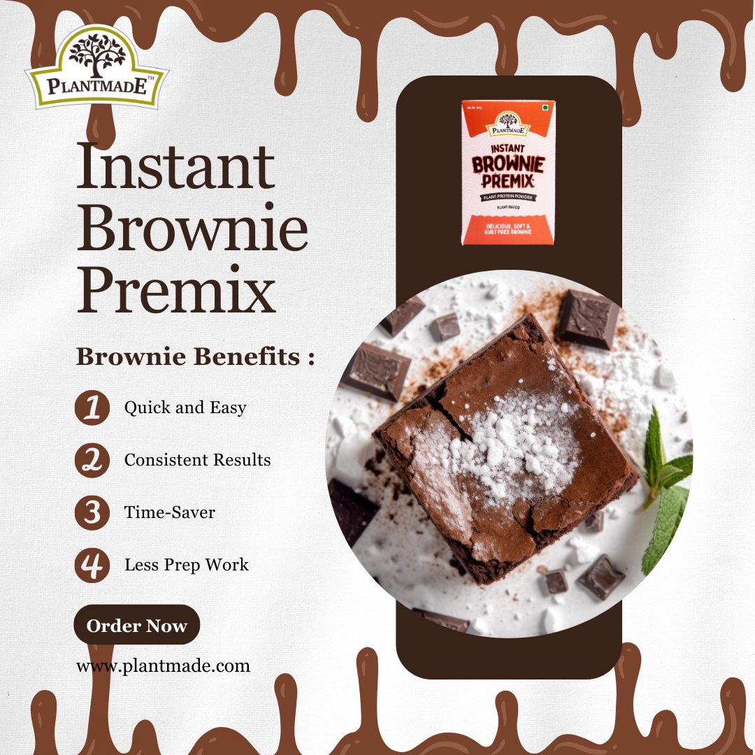 plant_made's tweet photo. Craving a sweet treat? 🍫 Plantmade Instant Brownie Premix is the perfect guilt-free indulgence! Dairy-free, vegan-friendly, and made with wholesome ingredients, it’s your go-to for a quick and delicious dessert. 🧁 https://t.co/wzB4hrDKqH