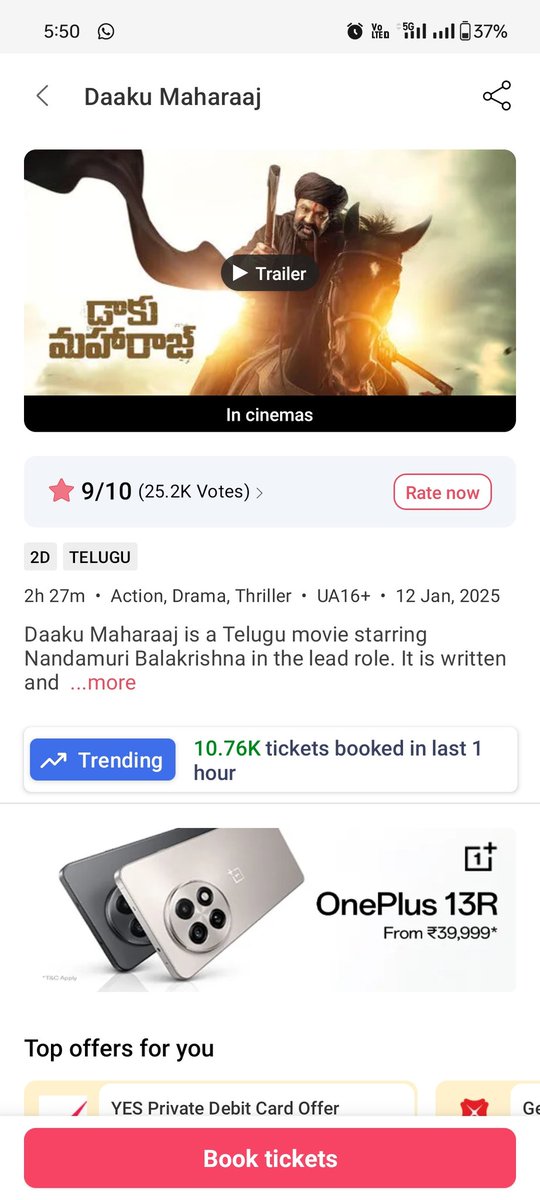 varma_zoomOut's tweet photo. Book my show lo ippatikathe anni movies ki bookings decent gane vunnayi #BlockBusterGameChager
#BlockBusterDaakuMaharaaj
#SankranthikiVasthunam
#gamechager #DakuMaharaaj https://t.co/Snfxsp8JOq