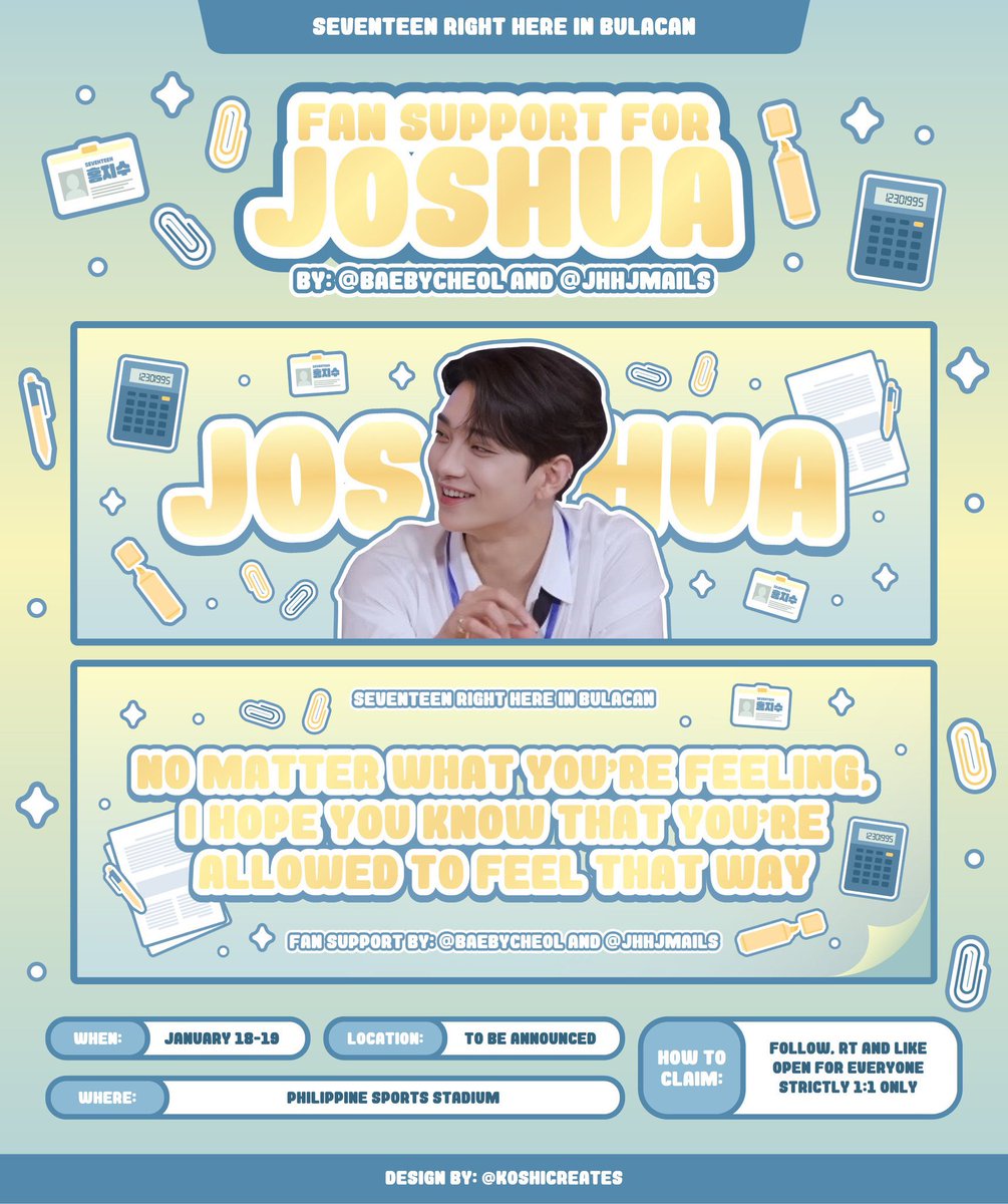 ೀ seventeeen right here in bulacan — 

JOSHUA fan support by <a href="/baebycheol/">ey</a> &amp; <a href="/jhhjmails/">kat ʚɞ</a> 🦌

⌗ no matter what you're feeling, I hope you know that you're allowed to feel that way ᡣ𐭩ྀིྀི

see you, caratdeuls! ᵔ ᵕ ᵔ

#SVT_RIGHT_HERE_IN_BULACAN 
#SEVENTEEN_RIGHT_HERE_IN_BULACAN