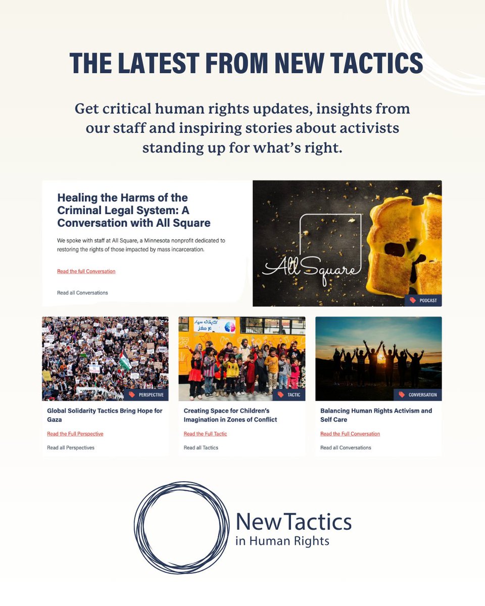 newtactics's tweet image. 🎉 It’s Here! 🎉
Welcome to the NEW New Tactics in Human Rights website!
Visit now at newtactics.org. What will you explore first—tools, tactics, training? Let us know! 💬
#HumanRights #Advocacy #NewTactics @newtacticsmena @CVTorg