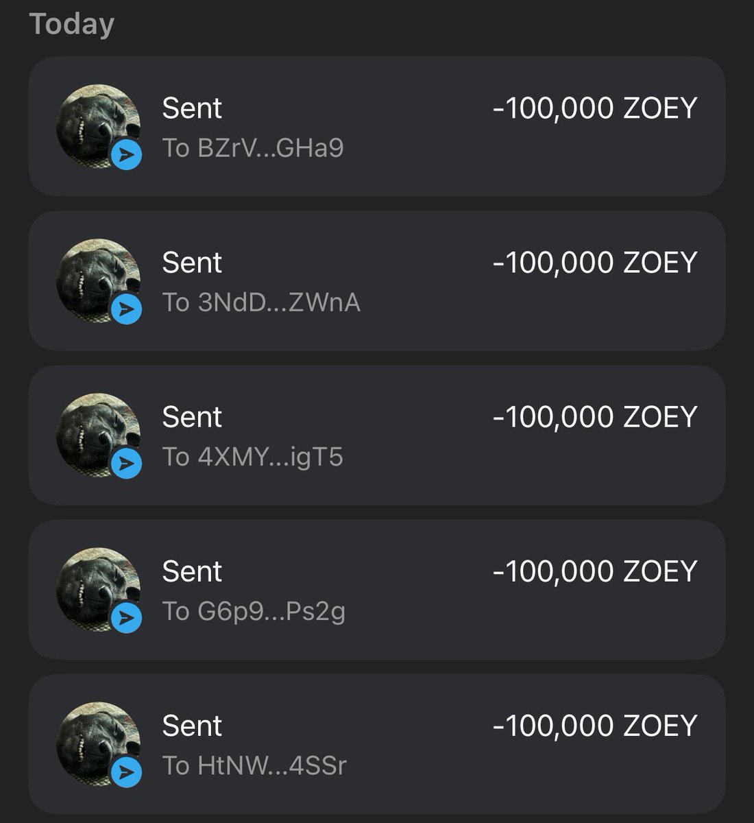 🎉 $ZOEY Airdrop Winners! 🎉
The first lucky winners have received their $ZOEY! 🚀 Check out the transfers 👇 – this is just the beginning! 🌟

💥 More surprises are on the way, and you don’t want to miss out! 💥
⏳ Time is running out – join now and secure your chance to win