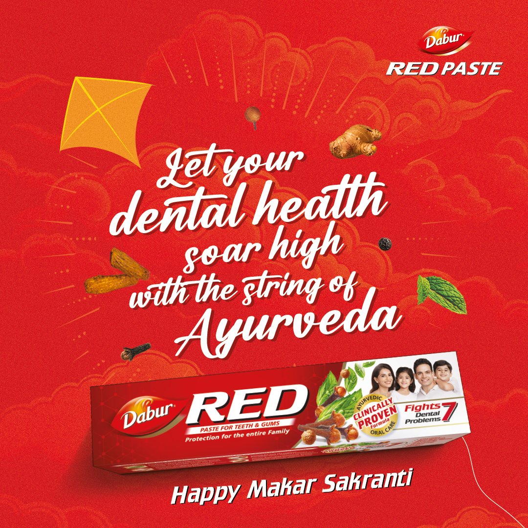 As the kites fly high this Makar Sankranti, let your oral health rise too!
Protect your teeth &amp; gums with @daburredofficial &amp; enjoy the delicacies tension-free! #HappyMakarSankranti #DaburRedPaste #Festivalseason #AyurvedicCare #dabur