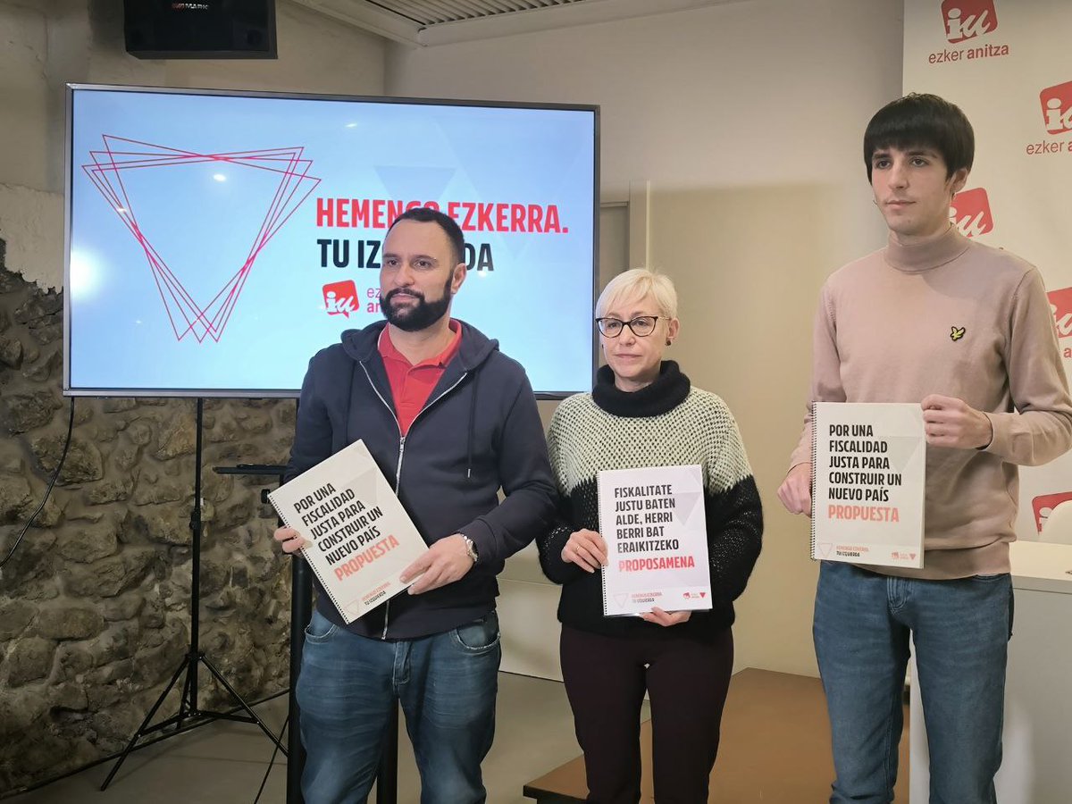 EzkerAnitzaIU's tweet photo. Es el momento de plantear una reforma fiscal justa y progresiva en Euskadi. 

Hoy hemos presentado una propuesta de reforma fiscal de país que trasladaremos a los partidos de izquierdas, sindicatos y agentes sociales vascos para enmendar la propuesta de las Diputaciones Forales. https://t.co/fJ2wnd5Ni7