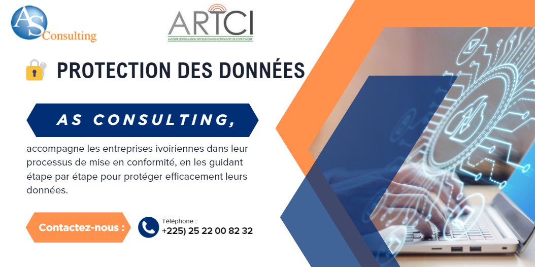 asconsulting225's tweet photo. 🔒 Les entreprises en Côte d'Ivoire doivent protéger les données qu'elles collectent ! 📷 Sécuriser, informer et garantir la confidentialité est une obligation. AS Consulting vous accompagne pour assurer votre mise en conformité et éviter les sanctions. https://t.co/iyiuDK6BtK